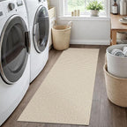 EARTHALL Woven Runner Rug 2x5 Ft Washable Runners for Hallways Cotton Non Slip Rubber Backed Kitchen Runner Braided Indoor Floor Carpet for Entryway, Hallway, Kitchen, Bedroom, Beige/Khaki