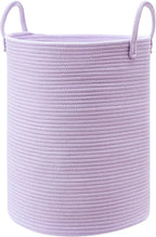 80L Extra Large Purple Hamper Laundry Basket for Nursery Kids 16Dx22H inches Tall Lavender Blanket Basket for Girls Cotton Rope Lilac Clothes Hamper in Bedroom