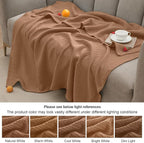 PHF 100% Cotton Muslin Blanket King Size 108"x90", 4-Layer Lightweight Gauze Throw, Breathable Cloud-Soft Minimalist Blanket for Bed, Couch, Camping & Baby, Coco Brown, Ideal Gift