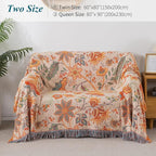 Boho Throw Blanket for Bed-100% Cotton Soft Breathable Farmhouse Decor Boho Quilt for Sofa (Boho Flowers, 60"x80")