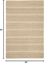 Dash and Albert Arbor Jute Area Rug - 3' x 5' Ivory Stripe Handwoven Accent Rug - Durable, Eco-Friendly, High Traffic Area Kitchen, Hallway, Bedroom