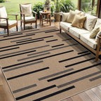 Tangsoo Modern Easy Jute Rug 5x7 Large Washable Area Rugs for Dining Room Table,Non-Slip Thin Stripe Indoor Outdoor Rug,Farmhouse Natural Throw Mat for Living Room Office Backyard Patio Bedroom