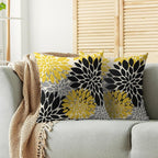 Black Light Yellow Pillow Covers 24X24 Inch Set of 2, Spring Summer Floral Dahlia Flower Cream Decorative Throw Pillow Covers Outdoor Modern Farmhouse Cushion Case for Home Couch Sofa Bed Decor