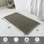 MIULEE Set of 2 Waffle Bathroom Rugs, Super Absorbent Non Slip Bath Rugs, Washable Bath Mats with Tassels, Ultra Soft Rubber Backed Shower Mats for Bathroom Floor, Tub, Green, 18x30 Inch