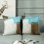 Britimes Throw Pillow Covers Home Decor Set of 2 Pillow Cases Decorative 20 x 20 Inches Outdoor Cushion Couch Sofa Pillowcases Beige Blue
