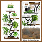 Plant Stand Indoor with Grow Lights - 44" Tall Corner Plant Stands for Indoor Plants, 5 Tiered Metal Plant Shelf, Curved Plant Flower Holder Dispaly Rack for Living Room, Home Patio Balcony (Black)