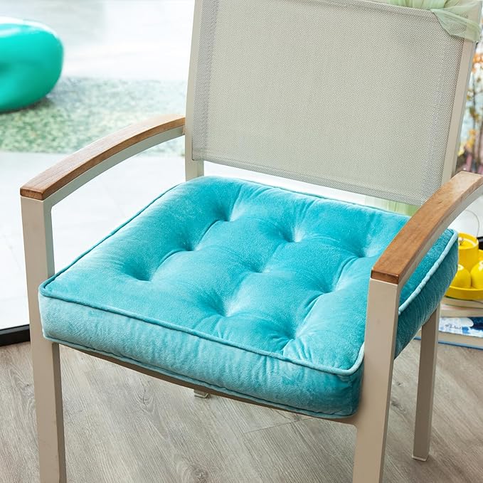 Floor Pillow Set of 2, Memory Foam Meditation Cushion, Floor Cushions for Adults Sitting, Large Square Seat Cushions for Yoga, Couch, Sofa, Kids, Living Room, 22x22 Inch (Blue)