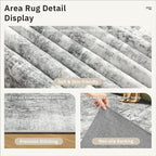 6x9 Abstract Area Rugs for Living Room 6 x 9 Washable Non Slip Low Pile Gray Rugs for Bedroom Dining Room Foldable Thin Gray White