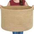 Extra Large Storage Basket, 22" X 22" X 14" Stuffed Animal Basket for Living Room Kids Room, Soft Cotton Rope Bin With Handle, Throw Blanket Storage, Stuffed Animal Toy Organizer Box