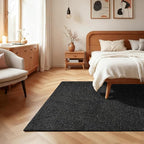 Softlife 4x6 Faux Jute Area Rug, Washable Rugs for Entryway Modern Farmhouse Non-Slip Accent Rug Floor Carpet for Dining Room Living Room Bedroom Kitchen Entryway, Black