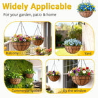 ZeeDix 16 Inch Large Hanging Baskets for Plants Outdoor, 2 Pack Round Metal Wire Planter Basket with Coco Coir Liner, Hanging Flower Pots for Outdoor Garden Yard Patio Porch Balcony Decor