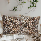 KSLIDS Leopard Print Faux Fur Soft Velvet Throw Pillow Covers Set of 2 Brown Black Cheetah Decorative Pillow Covers 16x16 Inch Animal Pillow Case for Sofa Couch Bedroom Farmhouse Home Decor