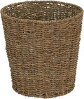 Household Essentials Seagrass Wicker Waste Basket, Handwoven Waste Bin with Metal Frame, Perfect for Bathrooms and Bedrooms,