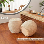 Round Straw Seat Cushion, Tatami Floor Pillow Sitting Cushion, Breathable Round Braided Woven Pouf Ottoman Footstool for Yoga, Meditation, Living Room, Porch (11.81" Dia. x 8.66" H)