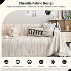 Chenille Couch Cover Pet Friendly, Sofa Cover Washable, Reversible Sofa Slipcover for Sectional Sofa, Loveseat, 2 or 3 Cushion Couch, Corner Sofa, Futon Cover (71" X 150", Khaki)