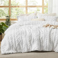 Bedsure Tufted Boho Comforter Set California King - Bright White Boho Bed Set, GentleSoft™ 3 Pieces Farmhouse Shabby Chic Embroidery Bedding, Gifts for Woman, Soft Jacquard Comforter for All Seasons