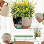 Set of 2 Hanging Planters for Indoor Outdoor Plants, 10 Inch Self-Watering Hanging Flower Pots with Drainage Hole & Removable Water-Storage Tray (Hooks)