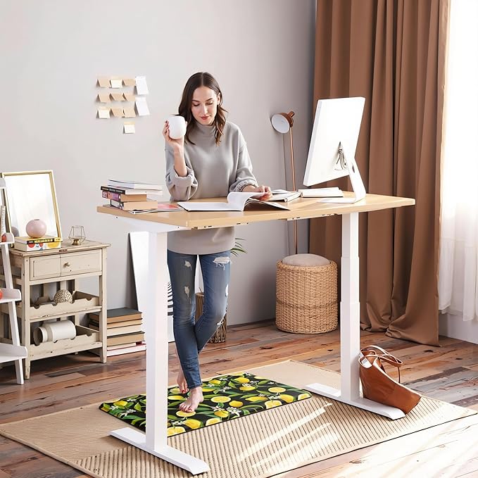 MAYHMYO Lemon Kitchen Mat Set of 2 - Anti Fatigue Mats for Kitchen Floor - Non Slip Cushioned Rugs for Standing - Lemon Decor (17.3"×29"+17.3"×47"-0.4") Black