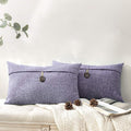 Phantoscope Pack of 2 Farmhouse Throw Pillow Covers Button Vintage Linen Decorative Pillow Cases for Couch Bed and Chair Purple 12 x 20 inches 30 x 50 cm