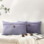Phantoscope Pack of 2 Farmhouse Throw Pillow Covers Button Vintage Linen Decorative Pillow Cases for Couch Bed and Chair Purple 12 x 20 inches 30 x 50 cm