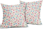 Easter Pink Blue Floral Pillow Covers 16x16 Set of 2 Spring Vintage Rustic Old Style Cute Flower Cream Print Decorative Outdoor Pillowcases Farmhouse Throw Cushion Case Decor for Couch Sofa Bed