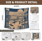 XLDLIOO Beach Coastal Trendy Wall Tapestry, Retro Surfing Summer Ocean Wall Tapestry Hanging for Bedroom Beach House, Beachy Ocean Tapestries Wall Decor Art for Dorm Living Beachy Room 50x60in