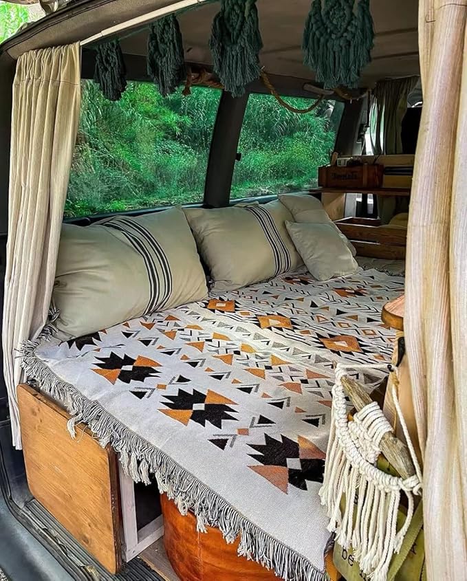 Hopstar Aztec Throw Blanket Navajo Indian Blankets and Throws Boho Western Decor Couch Cover Blanket for Bed Sofa Living Room Beach Travel 51"x63" (Aksu)