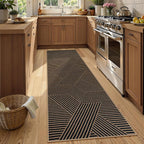 Lahome Enfys Modern Geometric Runner Rug, 2x8 Washable Rug Runners for Hallways Non Slip, Black Outdoor Carpet with Rubber Backing, Farmhouse Non Shedding Kitchen Mats for Floor Entryway