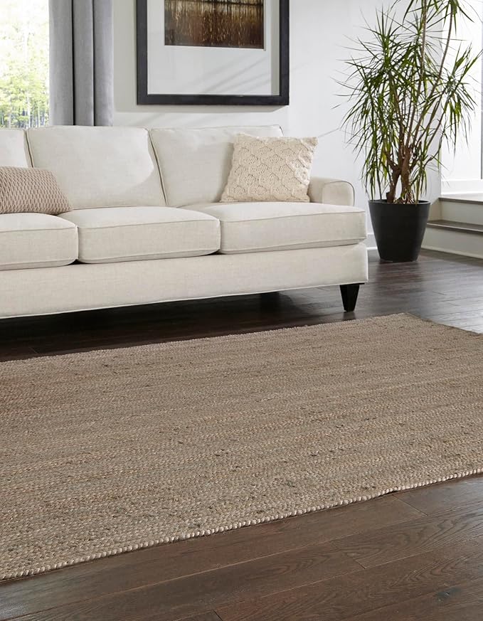 Unique Loom Braided Jute Collection Area Rug - Dhaka (4' 1" x 6' 1" Rectangle, Gray)