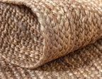 FRELISH DECOR Handwoven Jute Area Rug - 5 feet Round - Natural Yarn - Rustic Vintage Beige Braided Reversible Rug - Eco Friendly Rugs for Bedroom - Kitchen - Living Room - Farmhouse (5' Round)