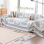 Houndstooth Couch Cover Blanket, Couch Blanket Cover, Boho Couch Cover, Chenille Sofa Covers Washable, XL Couch Covers for Oversized Sofa(1pc/Black/71×134")