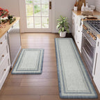 KIMODE Anti Fatigue Kitchen Mats for Floor, Blue Grey Farmhouse Kitchen Rugs Sets of 2, Padded Kitchen Floor Mats Non Slip, Cushioned Standing Mats for Front of Sink Laundry Desk 20"x71"+20"x32"