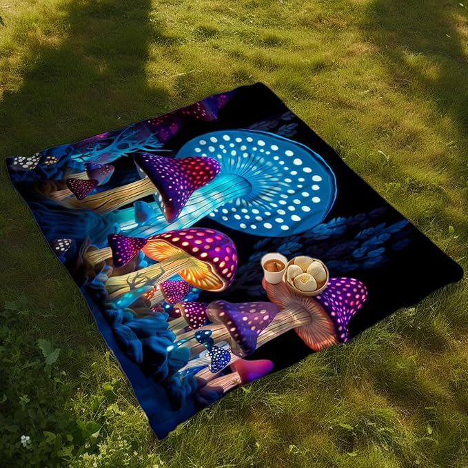 Blacklight Wall Decor Tapestry for Bedroom, Fantasy Funny Plan Wall Hanging Decor UV Reactive Black Light Moon Tapestries Art Mural Living Room Dorm Decorations Halloween Decorations Gifts