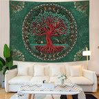 Accnicc Tree of Life Tapestry Green Nature Floral Plant Moon Phase Tapestries for Bedroom Aesthetic Hippie Boho Mandala Celestial Large Tapestry Wall Hanging for Dorm Living Room Decor 80 x 60 Inch