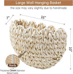 Wicker Wall Basket,Scalloped Hanging Wall Basket for Storage and Organizing,Wicker Decorative Storage Baskets for Flower,Magazine,Nursery,Front Door,Bathroom Boho Decor