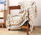 Knitted Queen Size Throw Blanket - Lightweight Breathable Summer Soft Blanket of Polyester Imitation Cotton for Anti-Static,Luxury Throws for Bed, Couch and Sofa,Yellow Tassel Pattern