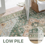 GENIMO 2x5 Runner Rugs for Hallway, Machine Washable Non Slip Vintage Rugs, Low Pile Lightweight Soft Print Rug for enrtyway, Corridor, Home Office, Kitchen, Sage Green