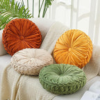 Round Throw Pillows Decorative Pleated Throw Pillows 15'' Diameter Accent Pumpkin Boho Chair Cushion for Couch Sofa Home Decoration(Fall Color,4 Pcs)