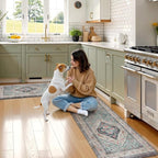 KIMODE Anti Fatigue Kitchen Mats for Floor 2 Piece, Non Slip Cushioned Kitchen Floor Mats, Comfort Memory Foam Standing Desk Mats for Laundry Office Sink Blue 20"x71"+20"x32"