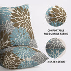 Brown Blue Grey Gray Pillow Covers 20X20 Inch Set of 2, Summer Modern Geometry Dahlia Floral Print Decorative Throw Pillow Covers Outdoor Farmhouse Cushion Case for Couch Sofa Bed Decor