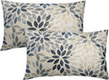 Kawani Navy Blue Dahlia Lumbar Pillow Covers 12X20 Inch Rustic Geometric Flower Decorative Pillow Cases Set of 2 Beige Tan Gray Floral Throw Pillows for Cushion Sofa Couch Farmhouse Outdoor