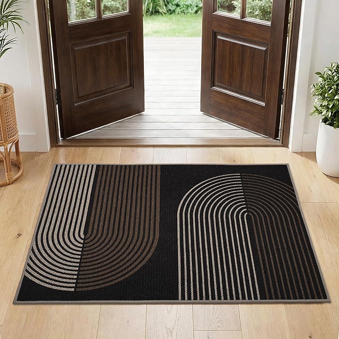 GarveeHome Modern Rainbow Easy Jute Rug, 2x3 Entryway Rug Non Slip Indoor Outdoor Doormat, Washable & Non Shedding for Front Door, Kitchen, Farmhouse Porch