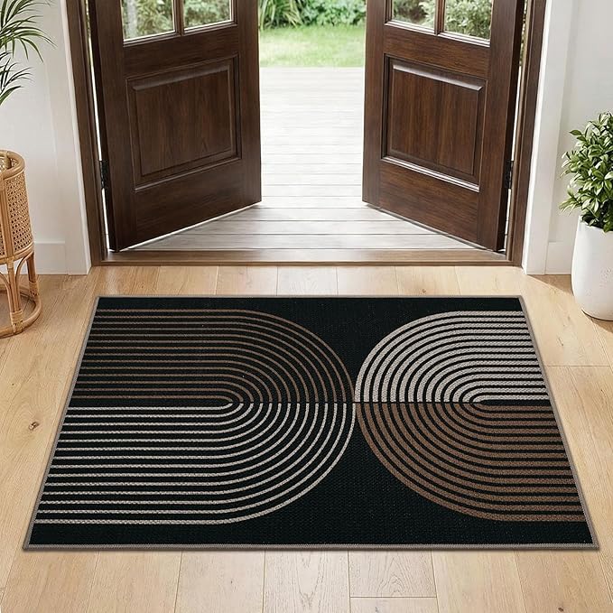 GarveeHome Rainbow Easy Jute Rug 2x3 Entryway Rug Indoor Outdoor Front Door Mat Neutral Non Slip Non Shedding Washable Carpet Farmhouse Kitchen Mat