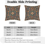 Vintage Floral Soft Velvet Throw Pillow Covers Set of 2 Burnt Orange Navy Flowers Plant Decorative Pillow Covers 16x16 Inch Art Botanical Pillow Case For Sofa Couch Outdoor Farmhouse Home Decor