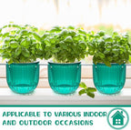 Meanplan 4 Pcs Self Watering Hanging Planter Indoor 6.5 Inch Hanging Baskets for Plants Outdoor Plastic Flower Pot with 3 Hooks Chains Drainage Holes for Garden Home, Medium Size(Emerald)