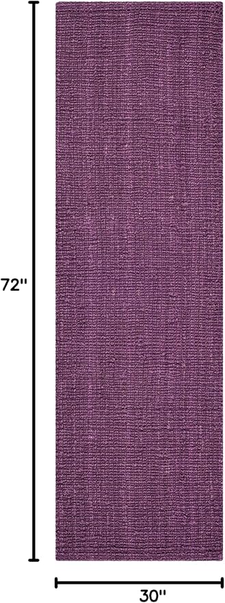 SAFAVIEH Natural Fiber Collection Runner Rug - 2'6" x 6', Purple, Handmade Jute, Farmhouse Style, Chunky Textured Thick Pile (NF447B)