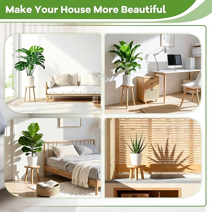 5-Pack Wood Plant Stands Indoor, Single Plant Stand for 6-22 Inch Pots, Mid-Century Modern Plant Stool, Tall Plant Stand for Large Plants Perfect Fit for Living Room, Balcony, Office(Dark Brown)