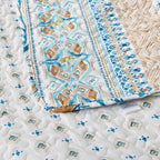 Boho Style Queen Quilt Set Reversible Bohemian Paisley Teal Quilt Beddding Set, Soft and Lightweight Bedspread for All Season, Full Size Bed Coverlet with 2 Matching Pillow Shams (3 Pieces)