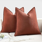 MIULEE Pack of 2 Rust Decorative Pillow Covers 22x22 Inch Chenille Luxurious Couch Throw Pillows Farmhouse Cushion Covers Euro Shams with Elegant Design for Sofa Bedroom Living Room Home Decor
