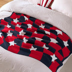 Amélie Home Patriotic Ultra Soft Knit Chenille Throw Blanket - Red White Blue Stars American Flag Pattern Cozy Blankets for Couch, 4th of July Memorial Independence Day Gifts, 50"x60", Red&Blue